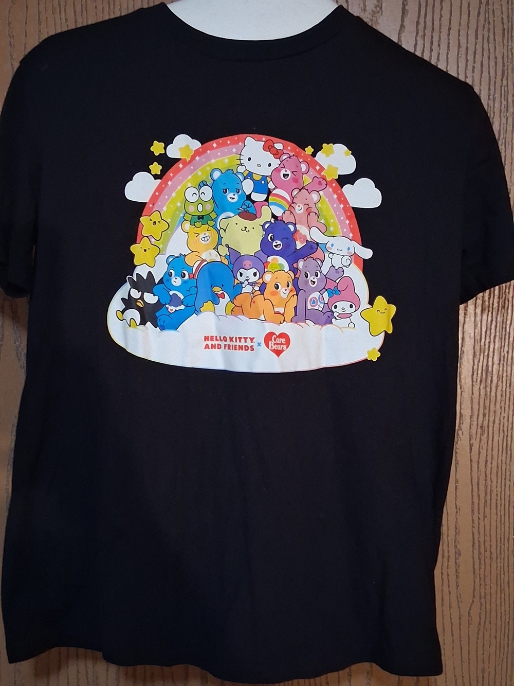 Care Bears Black Tee with Rainbow Character Print M 260946